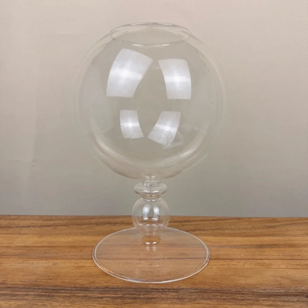 Vintage Clear Glass Bubble Vase Terrarium Centerpiece 9 Inch